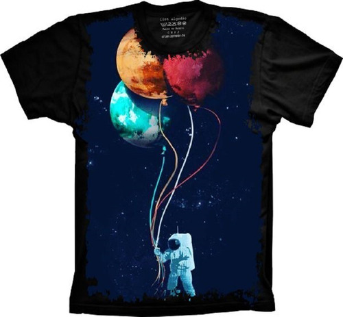 Camiseta Frete Grátis Plus Size Astronauta Balões
