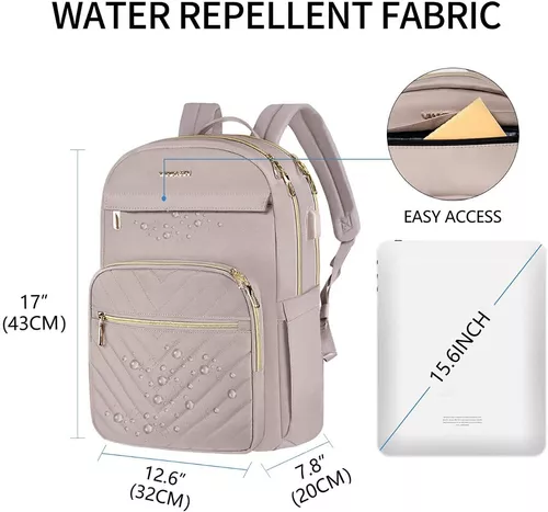 Mochila para computadora portátil para mujer, se adapta a mochila escolar  de 15.6 pulgadas con puerto de carga USB, para bolsa de libros, trabajo