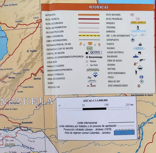 Mapa De Colombia - Ecuador Rutas Y Caminos Isla San Andres
