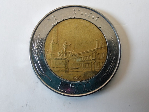 Moneda Italia 500 Liras Bimetálica 1985(x1022 