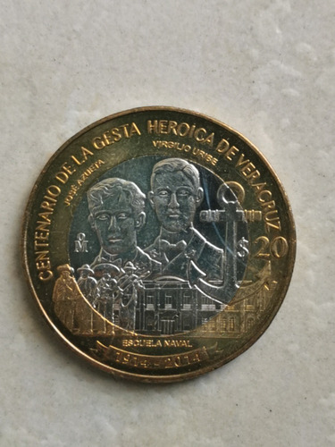Moneda 20 Pesos Centenario 2014 La Gesta Heroica De Veracruz