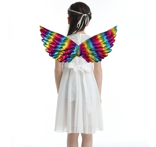 Asa Infantil Arco-íris Para Fantasias Anjo Ou Unicórnio