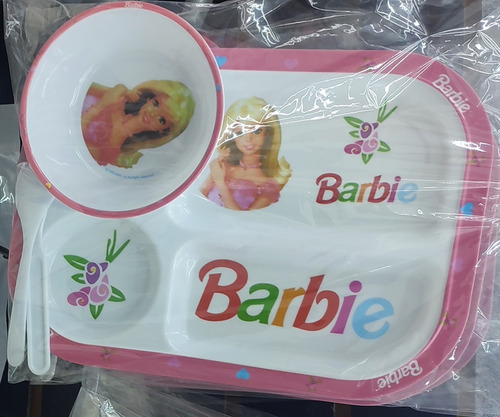 Juego Set De Bandeja Taza Cubiertos De La Barbie