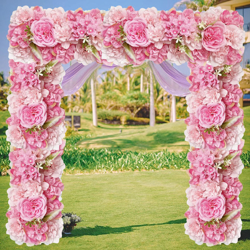 Panel De Flores Artificiales, Fondo Floral De Rosa Oscuro