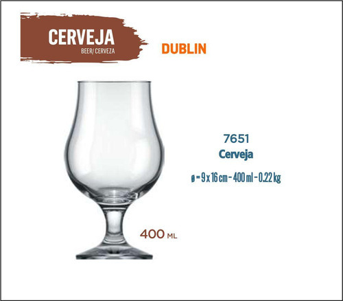 12 Taças Cerveja Dublin 400ml-artesanal-pilsen-premium-ipa