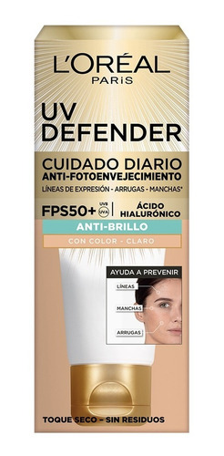 Protector Solar L'oréal Paris Uv Defender Tono Claro Fps50 