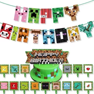 Kit Decoração Compleaños Minecraft Pastel Fiesta Regalo