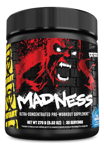 Mutant Madness Pre Entreno Polvo 30 Serv Sabor Mora Azul