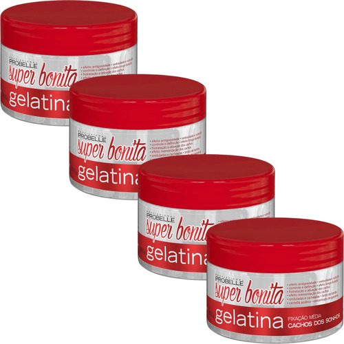 Kit 4x Gelatina Capilar Cachos Dos Sonhos Fixação Média 300g