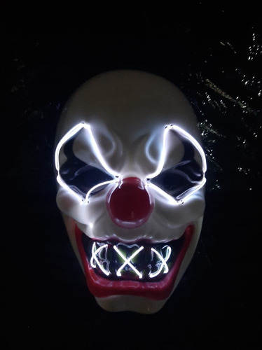 Mascara Led Terrorífica Varios Modelos Halloween Color Payaso Maldito Blanco