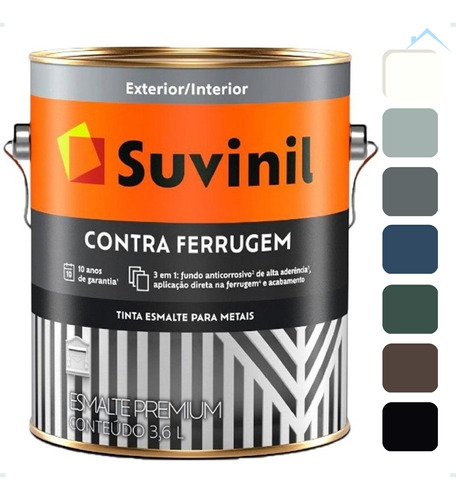 Tinta Esmalte 3 Em 1 P/ Metais Contra Ferrugem 3,6l Suvinil