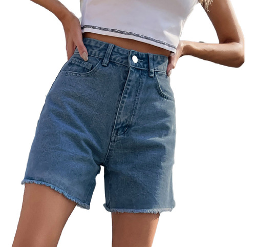 Pantalones Cortos De Mezclilla Para Mujer, De Talle Alto