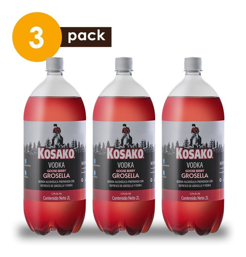 Vodka Kosako Grosella 2 Litros 3 Pack