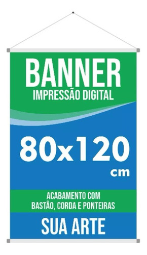 Banner Personalizado 80x120cm Lona Impressa Bastão Completo