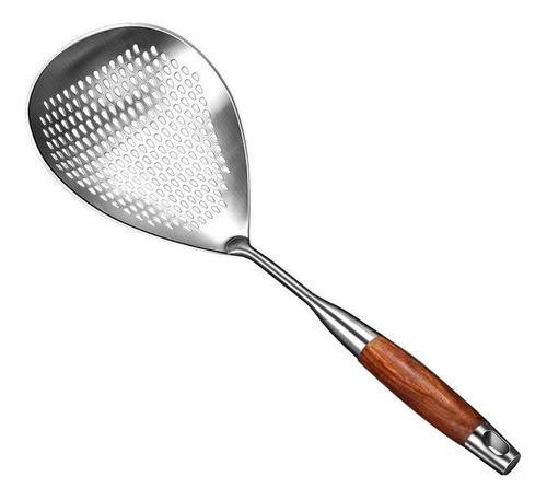 . Filtro De Cuchara Desnatadora De Metal Con Gancho, Madera