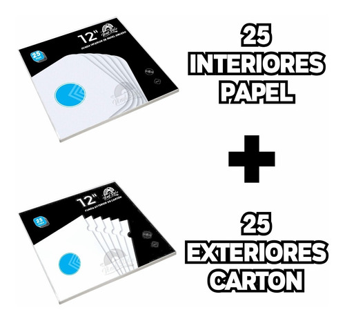 25 Fundas Interior Papel Y 25 Exterior Cartón Disco Vinil