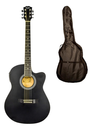 Guitarra Slim Electroacustica Gea-439bk Mate Qte + Funda Color Negro