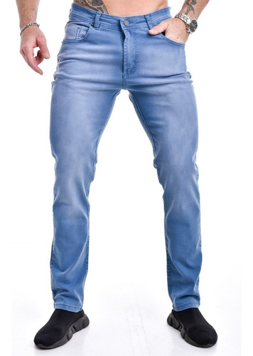 Jeans Corte Chino Azul Locali Semi Chupín Elastizado Premium