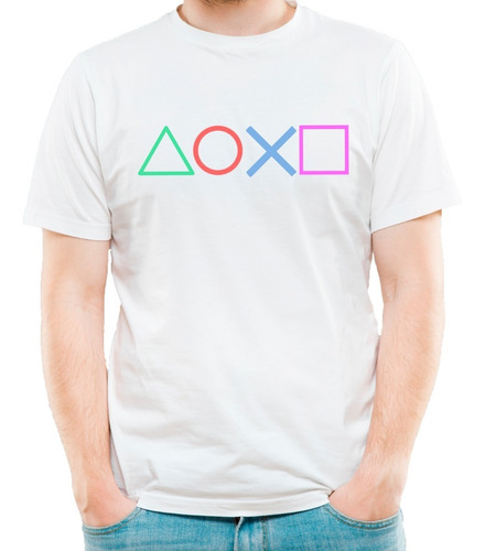 Imagen 3 de 5 de Remera Blanca Play Station Gamer Juegos Niños Hombre Mujer