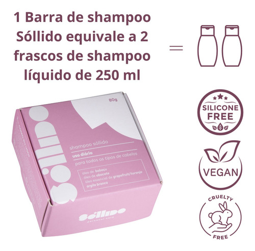  Shampoo Vegano Barra Sóllido 80g Todos Tipos De Cabelo