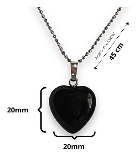 Imagen 2 de 4 de Collar Corazoncito De Ónix 100% Natural