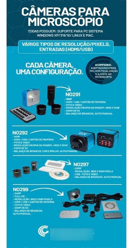 Kit Microscopio Trinocular 1600x C/ Monitor + Câmera 14mp