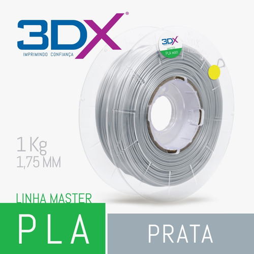 Imagem 2 de 2 de Filamento Pla Prata 1kg 1,75mm 3dx