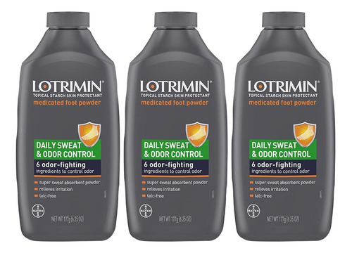 3pack Lotrimin Daily Sweat And Odor Control Medicated Talco