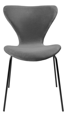 Juego Set 4 Sillas Tapizadas Terciopelo Comedor Minimalista Estructura de la silla Negro Asiento Gris oscuro
