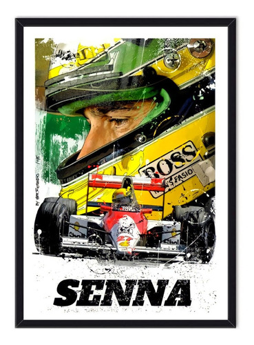 Cuadro - Póster Enmarcado Ayrton Senna - Fórmula 1 