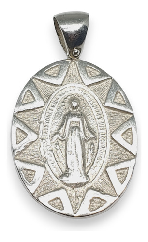 Dije Plata 925 Ovalado Virgen Medalla Milagrosa Grande