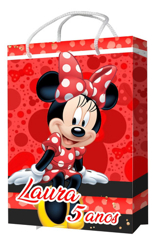 10 Sacolinhas Personalizadas Tema Minnie Vermelha Tamg Vermelha Minie