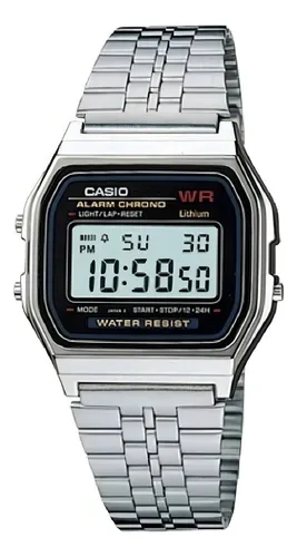 Relógio de pulso Casio Vintage A159 com corpo cinza