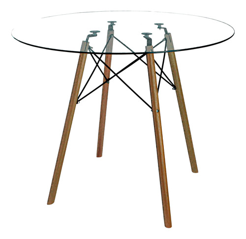 Mesa Jantar Escrivaninha 80cm Redonda Vidro Base Eiffel