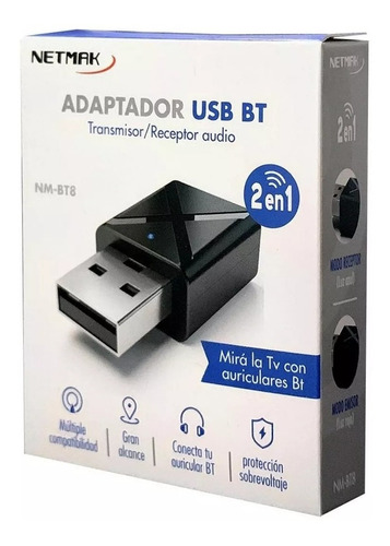 Emisor Transmisor Receptor Bluetooth Audio Tv Smart Usb Bt8