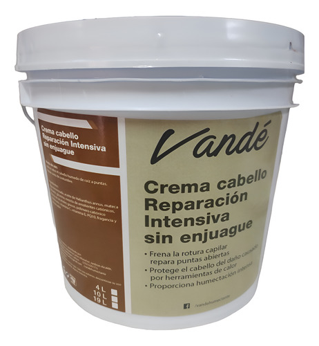 Crema Reparación Inmediata Para Cabello Sin Enjuague 4 Lts.