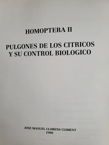 Libros Homóptera 2 Y 3 - Mosca Blanca Y Pulgones Cítricos (Usado)