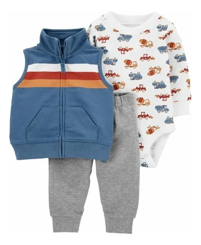 Carters Conjunto Bebe Trio Colete Cal a Menino Rn A 24 Meses