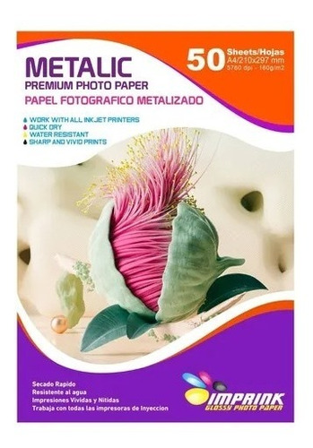 Papel Fotografico Metalizado Premium A4 De 160gr / 50 Hojas