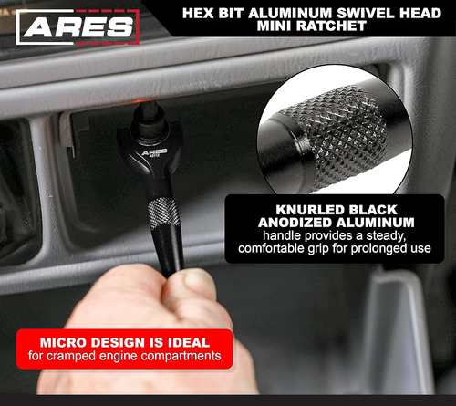 Ares 42112 Trinquete Hexagonal De Cabeza Giratoria De 90 D