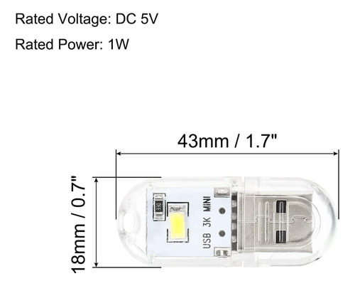 Luz Nocturna Usb Mini Led Portátil En Blanco
