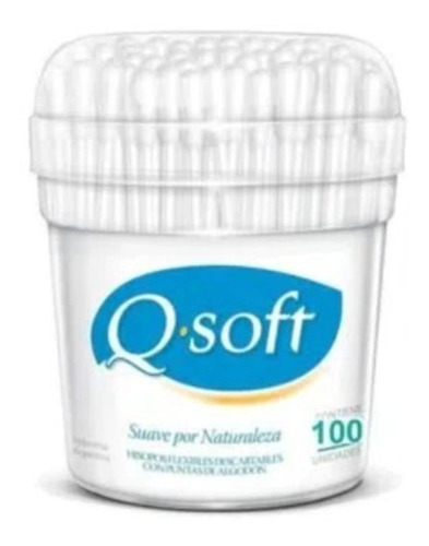 Hisopo Q-soft Cotonete 100 % Algodón Flexible X 100 Unid