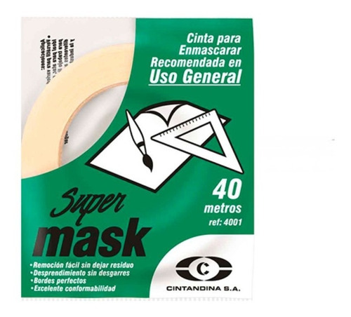 Cinta Enmascarar 24 Mm Por 40 M, 12 Unidades - Cintandina Color Beige Liso