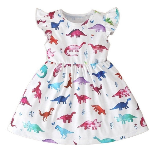 Vestido De Princesa Para Niña Con Estampado De Dinosaurio