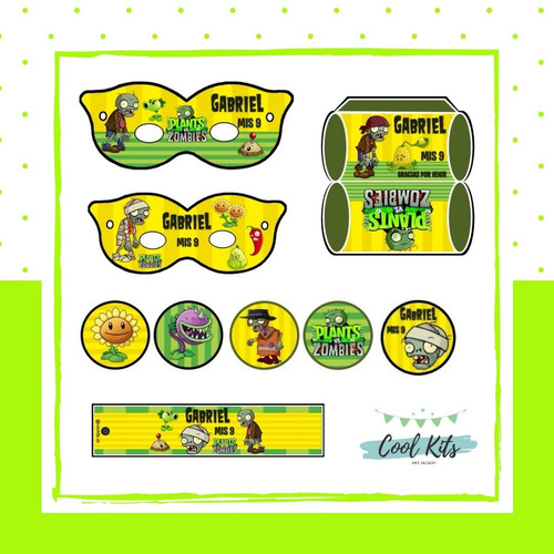 Kit Imprimible Plantas Vs Zombies Personalizado Candybar