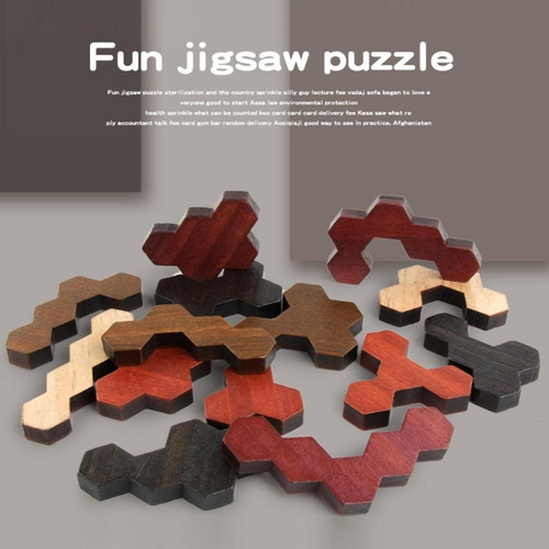 Nuevo Madera Hexagonal Tangram Puzle 3d Color Madera Color