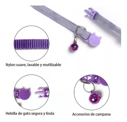 12 Collares Para Gatos Con Campanas, Luz Reflectante,
