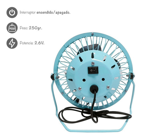Imagen 10 de 10 de Ventilador Mini Usb Metalico.