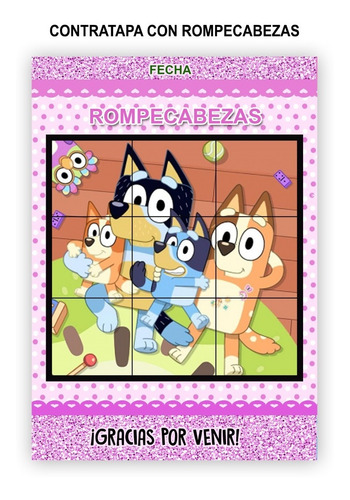 Kit Imprimible Mini Librito Personaliza Pintar Bluey Niña