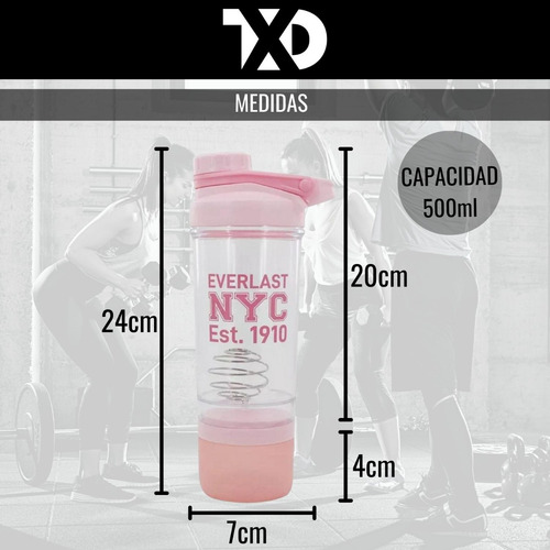 Imagen 2 de 9 de Shaker Vaso Mezclador De Proteinas Con Pastillero Everlast